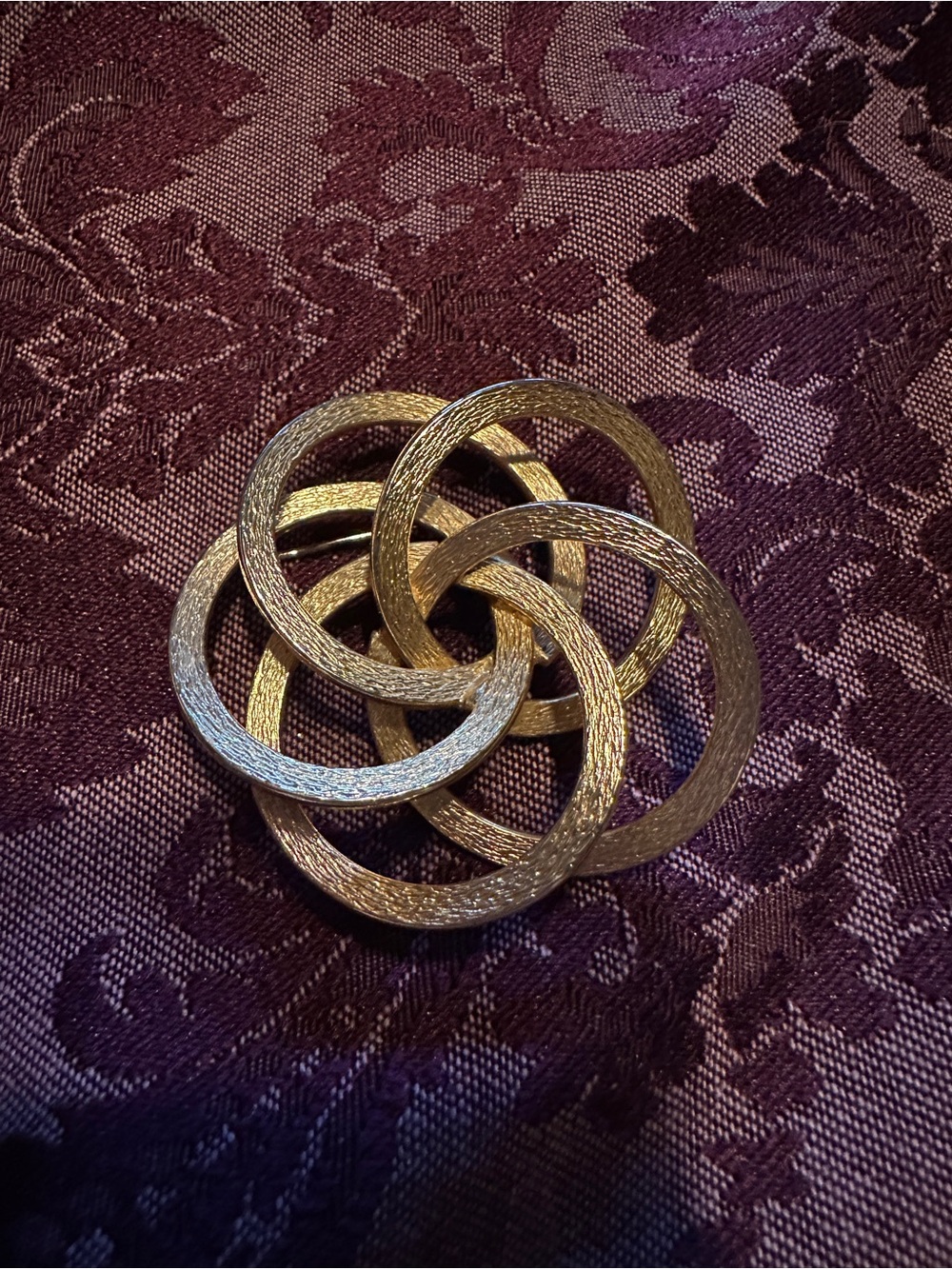 Vintage Gold Tone Atom Swirl Brooch Pin